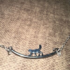 Cat Walking Necklace - Women’s Unknown Metal - Silver Cat Lover Holiday Gift